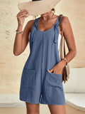 Momentlover Solid Color Sleeveless Loose U-neck Rompers
