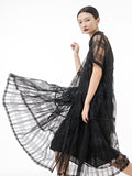 Momentlover Original Solid Color Hollow See-Through Thin Midi Dress