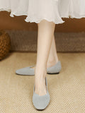 Momentlover Square-Toe Solid Color Shoes Flats