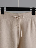 Momentlover Stylish Loose High-Low Long Sleeves Solid Color Round-Neck Sweater Tops& Wide Leg Pants Two Pieces Set