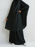 Momentlover Muslim Batwing Sleeves Long Sleeves Solid Color High Neck Shirts Top + Skirts Bottom Two Pieces Set