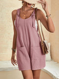 Momentlover Solid Color Sleeveless Loose U-neck Rompers