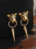 Momentlover Rhine Stones Geometric Animal Shape Drop Earrings