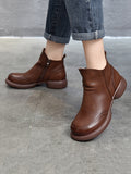 Momentlover Zipper Solid Color Round-Toe Boots