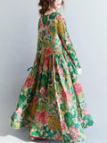 Momentlover National Style Flower Printed Long Dress