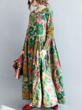 Momentlover National Style Flower Printed Long Dress