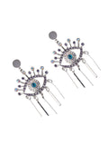 Momentlover Tasseled Rhine Stones Eye Shape Drop Earrings