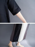 Momentlover Artistic Retro Split-Joint Cropped Dress