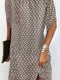 Momentlover Printed Short Sleeves Loose Round-Neck Mini Dresses