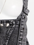 Momentlover Original Cool Denim Split-Joint Square-Neck Overalls
