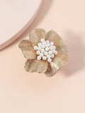 Momentlover Sequined Rhinestone Flower Shape Color-Block Adjustable Rings Accessories