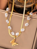 Snake Chain Geometric Double Layered Butterfly Shape Adjustable Necklaces Accessories
