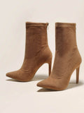 Momentlover Split-Joint Solid Color Pointed-Toe Pumps Boots