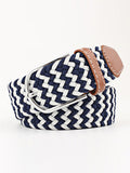 Momentlover 20 Colors Simple Contrast Color Weave Belt
