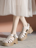 Momentlover Round-Toe Hollow Sandals Platform Shoes Gladiators