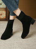 Momentlover Zipper Square-Toe Split-Joint Boots