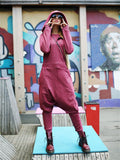 Momentlover Solid Hooded Zipper Yoga Jumpsuits