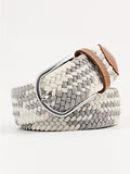 Momentlover 20 Colors Simple Contrast Color Weave Belt