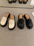 Momentlover Round-Toe Slippers&Mules Platform Shoes Loafers