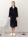 Momentlover Comfortable Solid Bandage V-Neck Pajama Robe