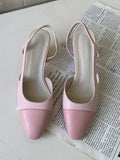 Momentlover Round Cut Pointed-Toe Contrast Color Sling Shoes