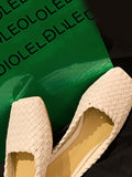 Momentlover Woven Square-Toe Split-Joint Open Toe Slippers&Mules
