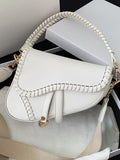 Momentlover Urban Split-Joint Solid Color PU Shoulder Bag Saddle Bag