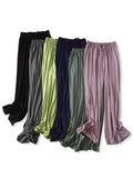 Momentlover Comfortable Drawstring Solid Color Loose Pants