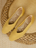 Momentlover Square-Toe Solid Color Shoes Flats