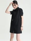 Momentlover Original Solid Color Detachable Falbala Black Mini Dress