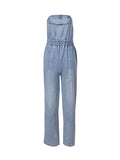 Momentlover Split-Joint Pockets Pleated Elasticity Straight Leg Sleeveless Tube Jumpsuits