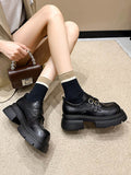 Momentlover Split-Joint Round-Toe Belt Buckle Platform Shoes Mary Janes