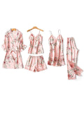 Momentlover Five Pieces Thin Floral Pajama Set