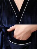 Momentlover Comfortable Solid Bandage V-Neck Pajama Robe