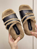 Momentlover Velvet Split-Joint Slippers
