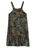 Momentlover Loose Artistic Retro Ramie Cotton Floral Printed V-Neck Overalls