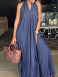 Momentlover Wide Leg Halter-Neck Maxi Dresses