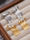 Momentlover Tasseled Rhine Stones Geometric Detachable Normcore Drop Earrings