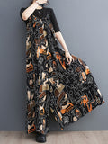 Momentlover Printed Figure Wide Leg Loose Spaghetti-Neck Overalls