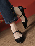 Momentlover Split-Joint Shallow Cut Pointed-Toe Lace-Up Pumps