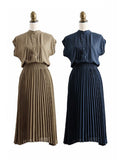 Momentlover Chiffon 5 Colors Loose Pleated Split-Joint Dress