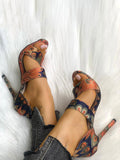 Momentlover Printed Open Toe Pumps Sandals