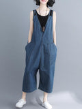 Momentlover Comfortable V-neck Jeans Jumpsuit