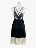Momentlover Split-Joint Lacy Backless Sleeveless V-neck Intimates&Pajamas