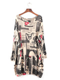 Momentlover Urban Loose One-Shoulder Printed Split-Joint Sweater