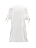 Momentlover Split-Joint Hollow Loose Half Sleeves V-Neck Mini Dresses