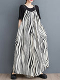 Momentlover Zebra-Stripe Loose Culottes Spaghetti-Neck Overalls