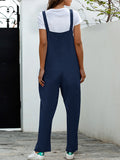 Momentlover Solid Color Buttoned Loose Overalls