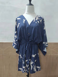 Momentlover Original Loose Floral Printed Contrast Color Tied Buttoned Mini Shirt Dress