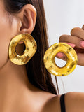 Momentlover Solid Color Hollow Geometric Drop Earrings